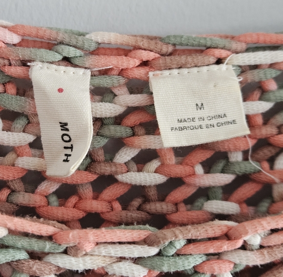 Anthropologie Moth Salina Open Knit Crochet Top Medium Beachy Bohemian - Picture 9 of 12